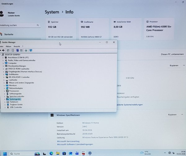 Gebrauchter Computer mit Win 11 - AMD FX6300  8 GB-RAM und 1 TB-HDD